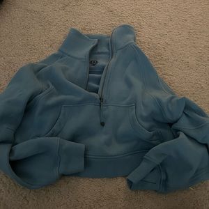 Lululemon Scuba Oversized funnel neck half zip in blue